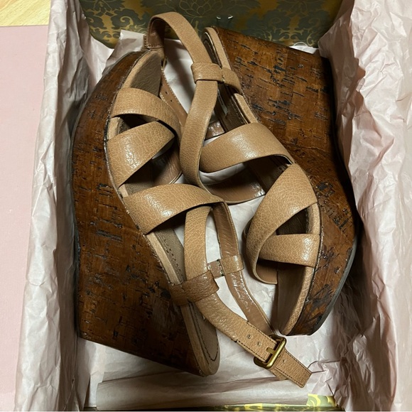 NWT Miu Miu Brown Sandals Leather Wedges Leather Heels 8.5 - Picture 9 of 15